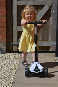 Ava having fun on her Xootz LED tri scooter 