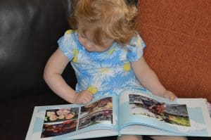 Ava enjoying her My-picture book review