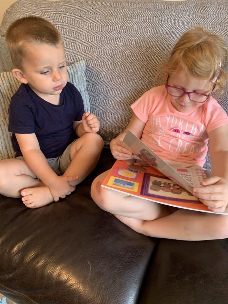 Ava and Alby enjoying Dougie's Diary 