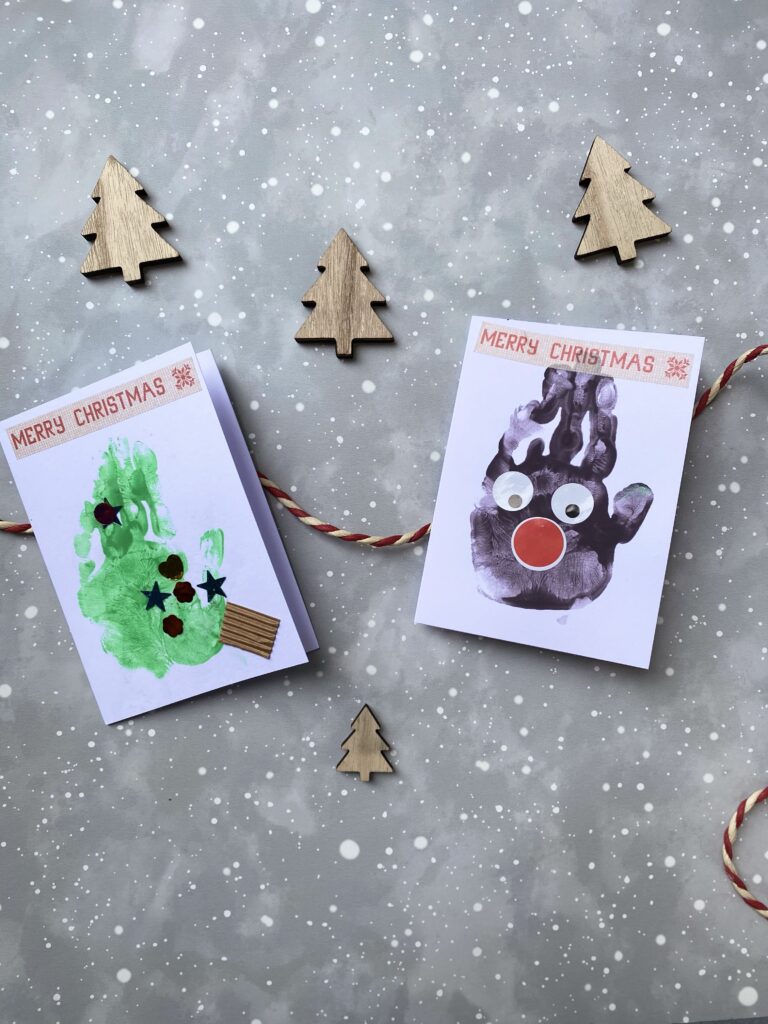 Handprint Christmas cards for children and parents to do